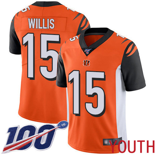 Cincinnati Bengals Limited Orange Youth Damion Willis Alternate Jersey NFL Footballl 15 100th Season Vapor Untouchable